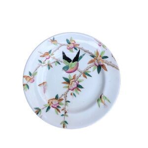 Antique W.A.A. William A Adderley hand painted bird bone China salad plate THORN